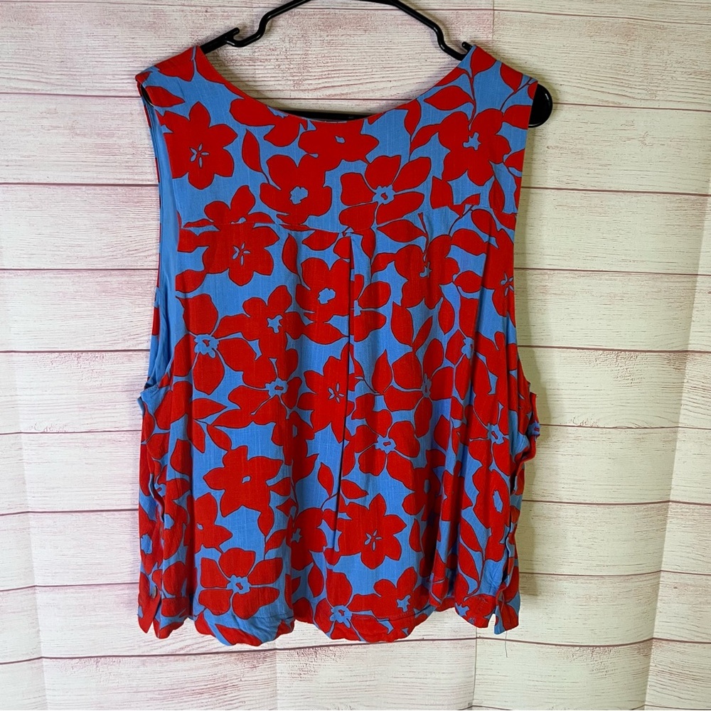 Draper James RSVP Blue Red Button Side Tank Top‎ Size XXL - Picture 5 of 5